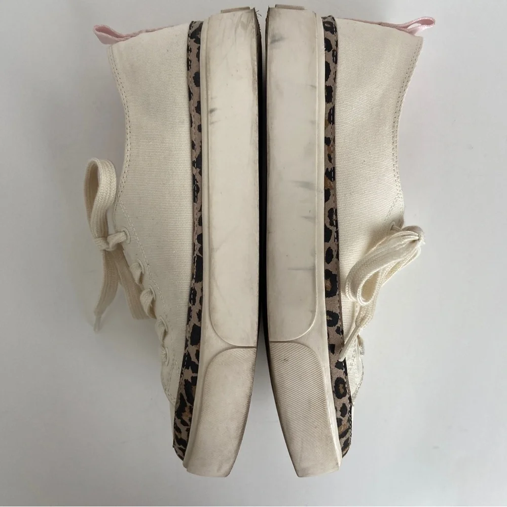 Kate Spade Womens‎ Cream Canvas Kaia Leopard Print Suede Sneakers Size 8